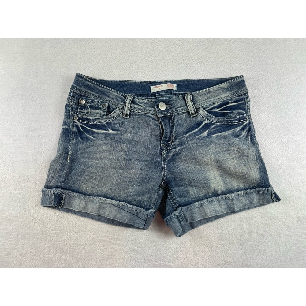 Y2K Style Shorts Women's Sz 11 Distressed Cut Off Stretch Jean Blue Low Rise